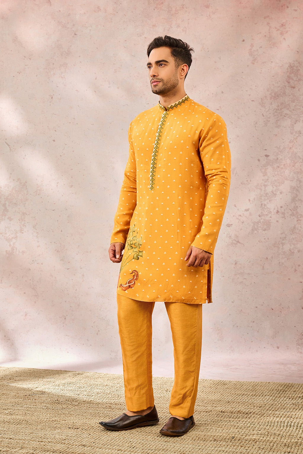 Yellow Spade Blossom Kurta Set