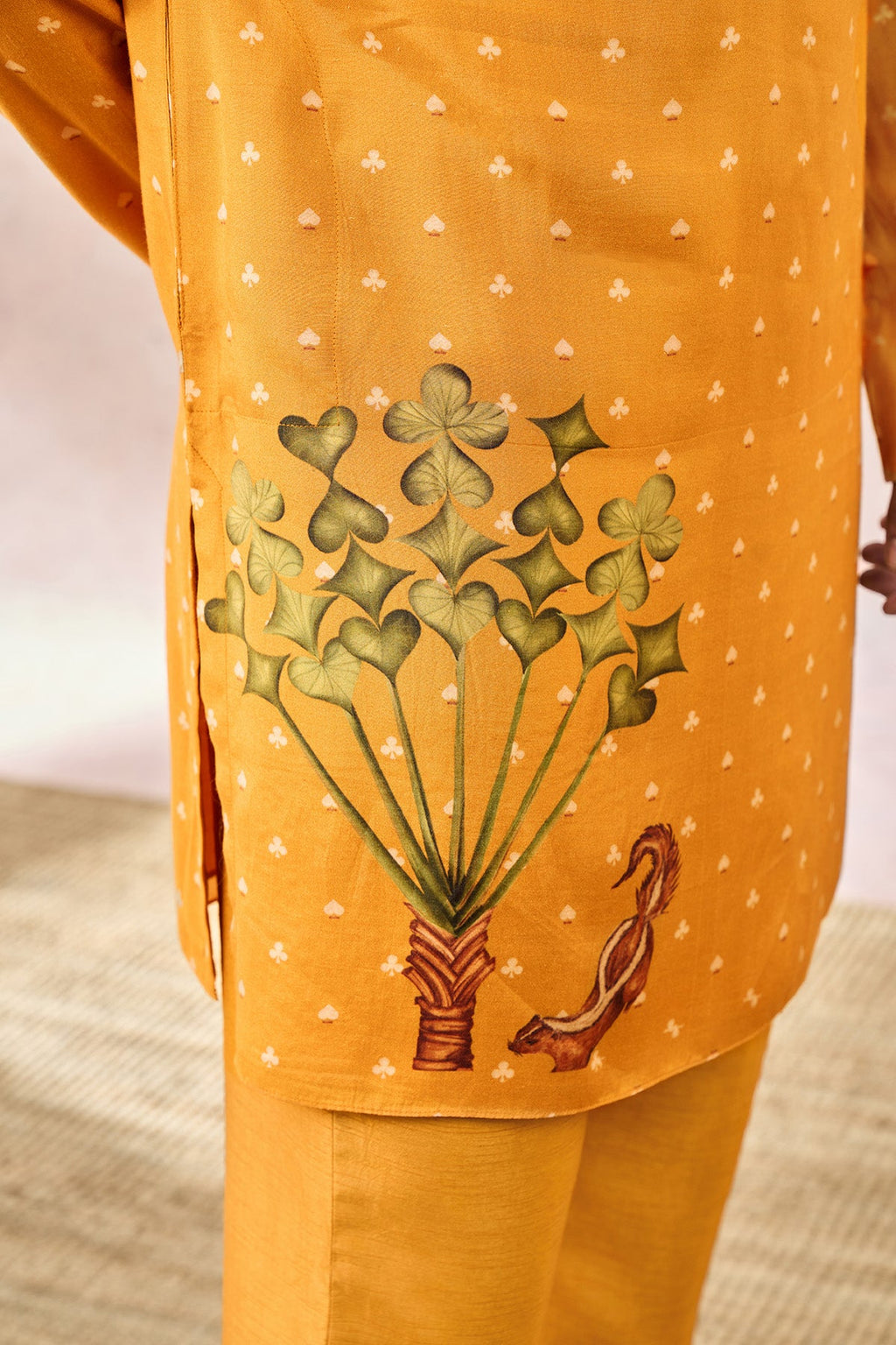 Yellow Spade Blossom Kurta Set