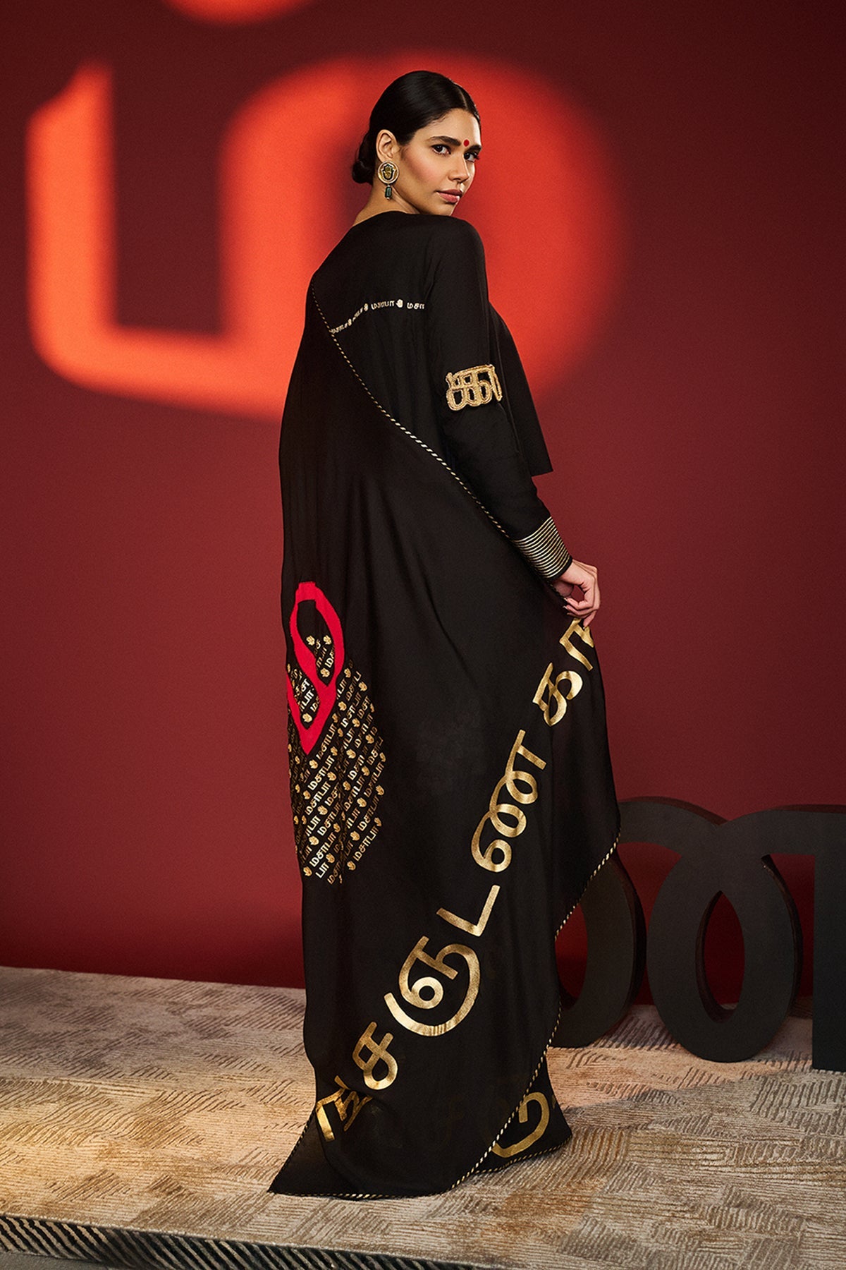 Black Madras Muse Saree