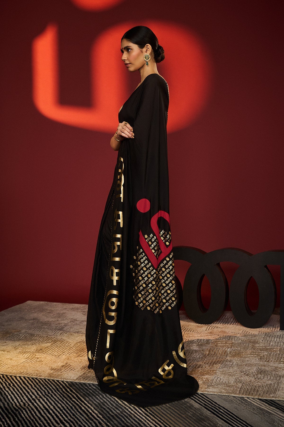Black Madras Muse Saree