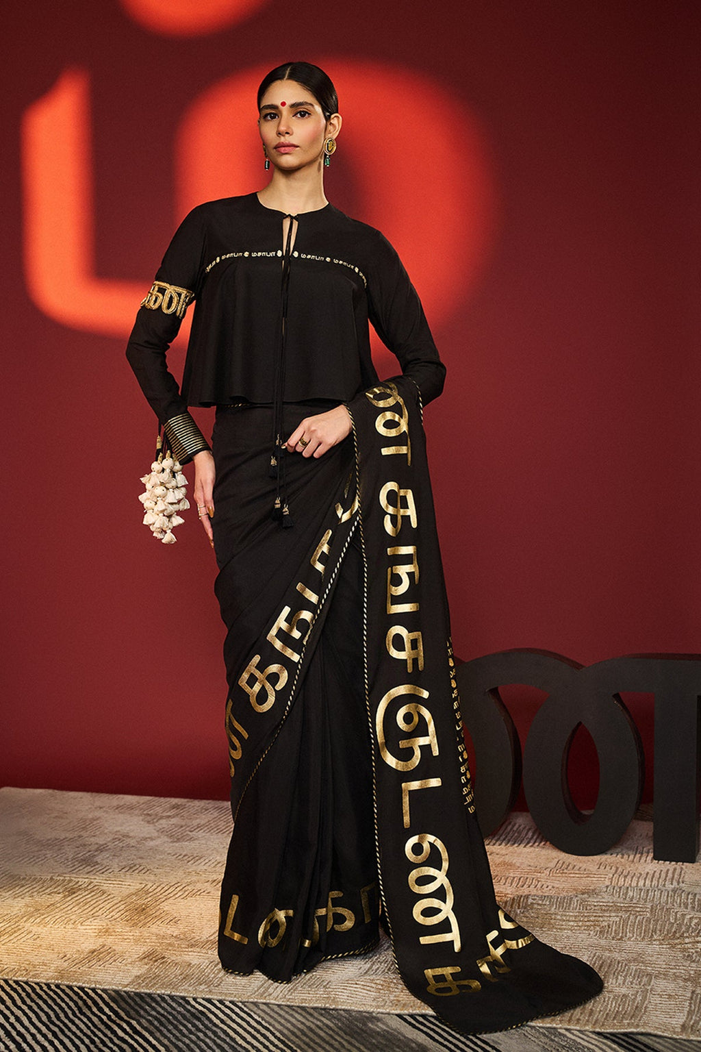 Black Madras Muse Saree