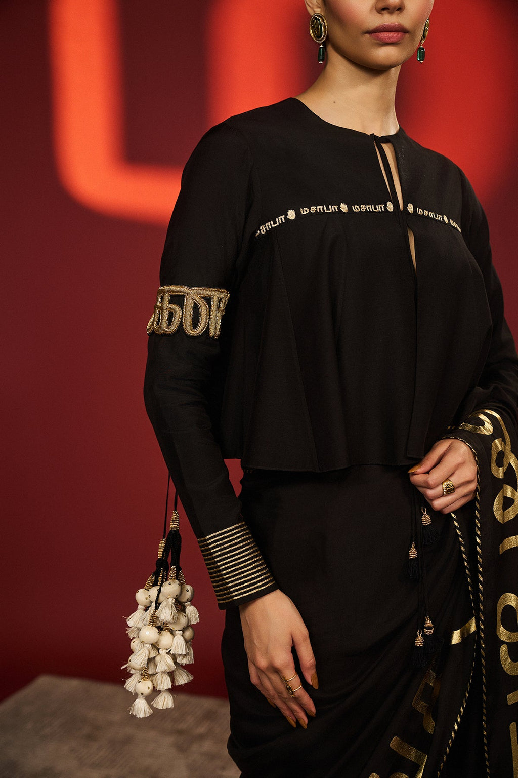 Black Madras Muse Saree