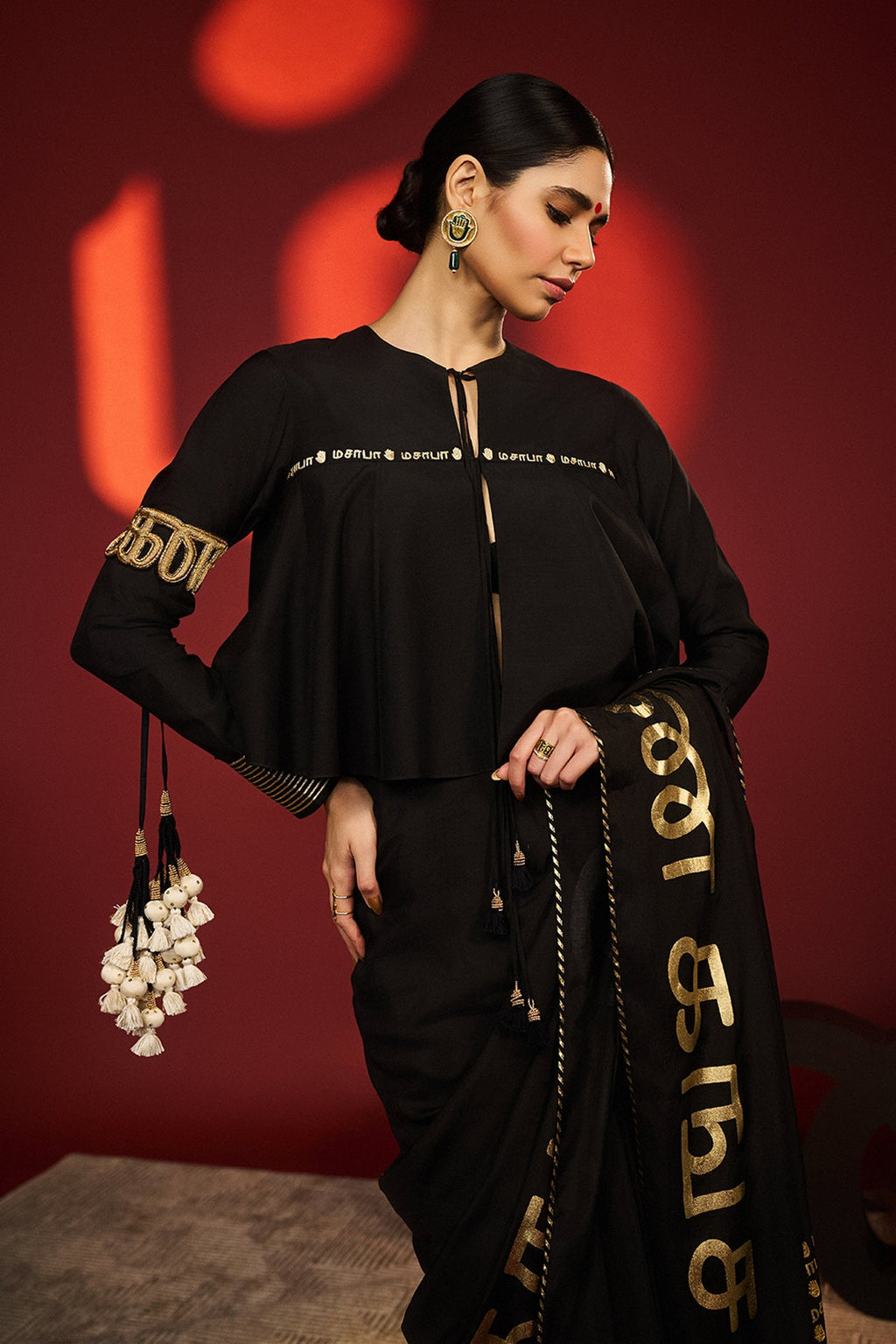 Black Madras Muse Saree