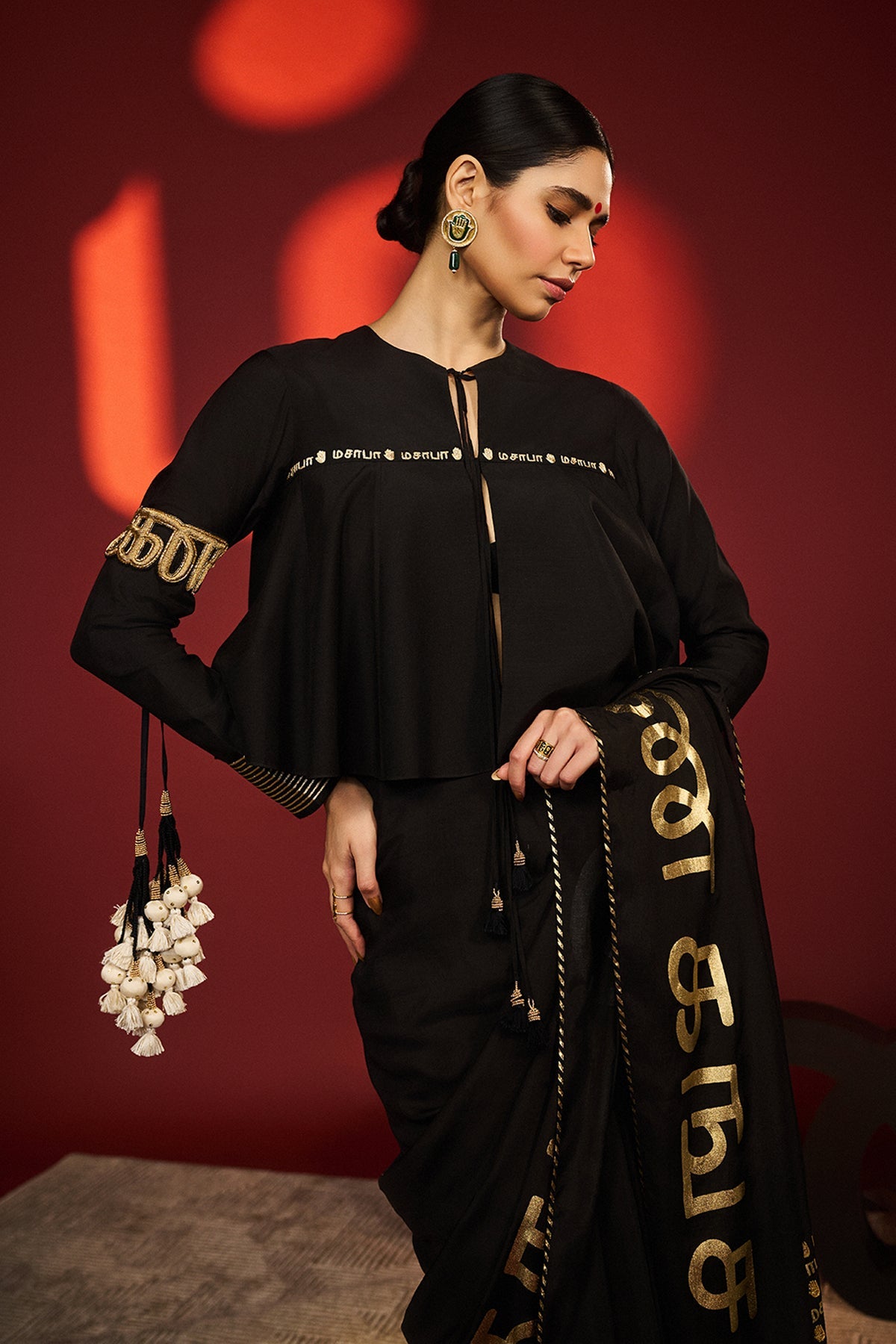 Black Madras Muse Saree