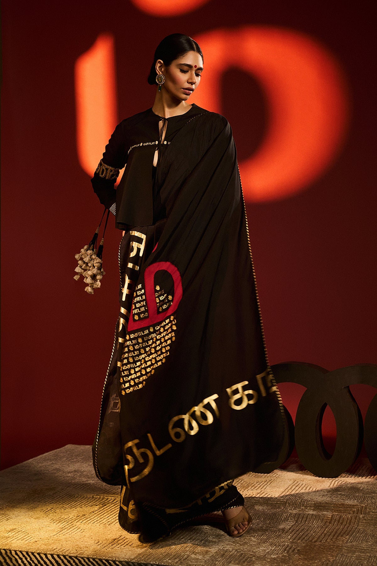 Black Madras Muse Saree