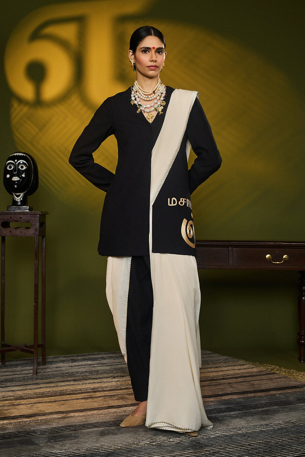 Call Me Masaba with Black Tamil Jacket Set