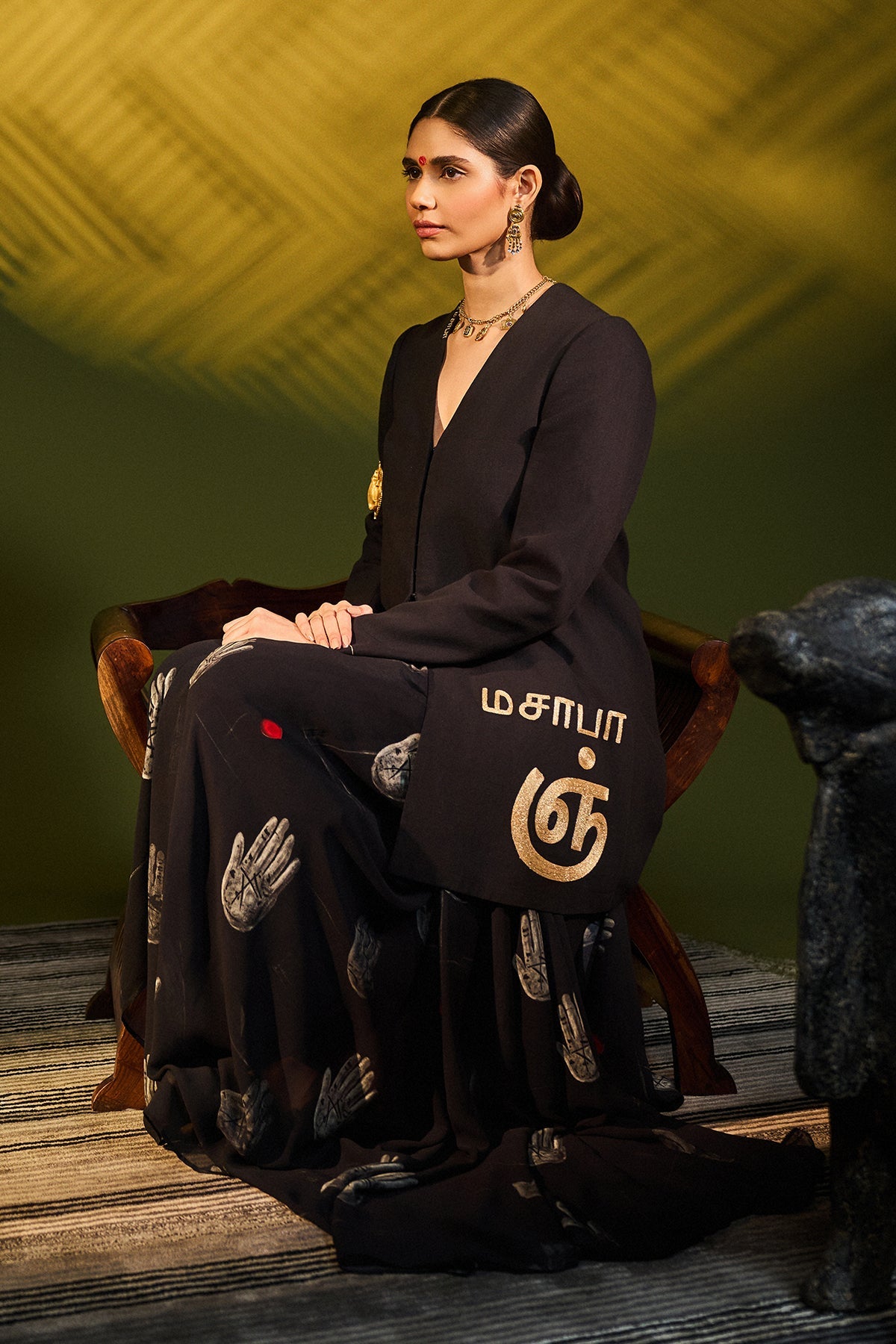 Black Palm Theory Saree
