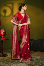 Red Haath Phool Saree