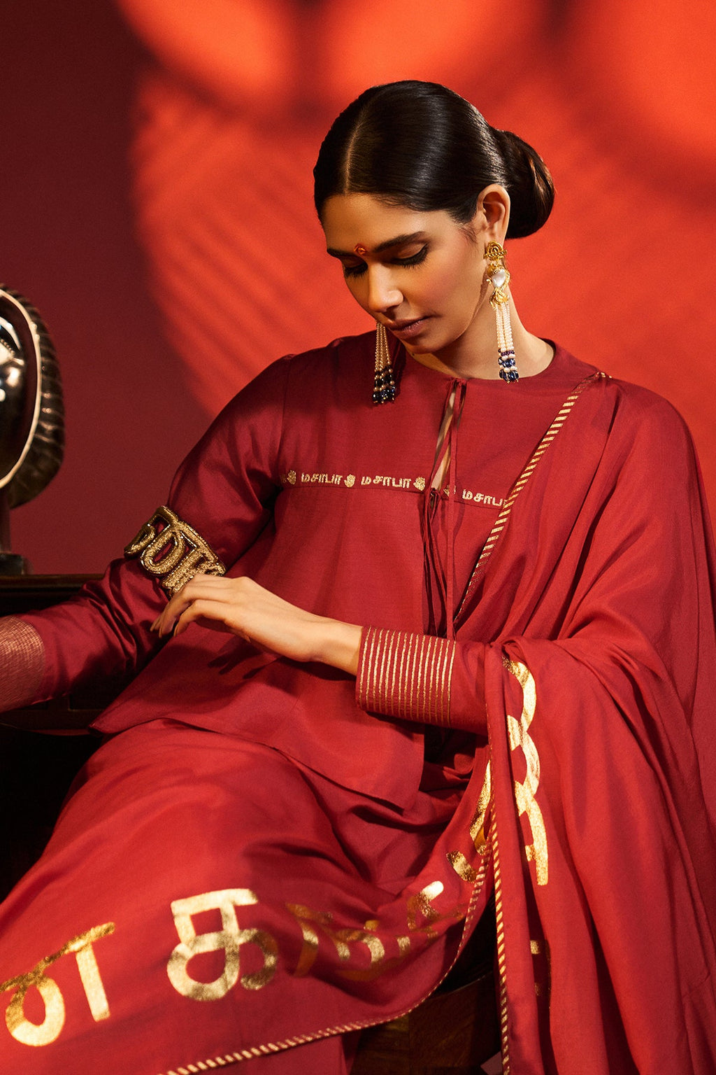 Red Madras Muse Saree