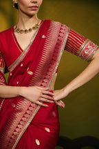 Red Haath Phool Saree