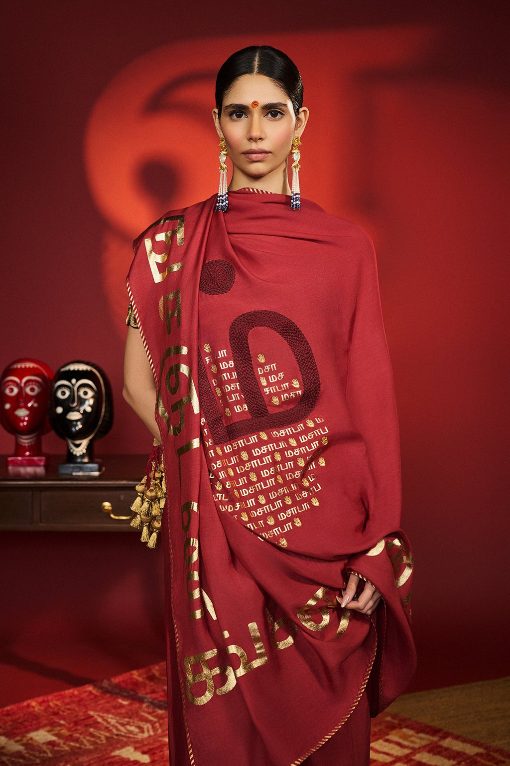 Red Madras Muse Saree