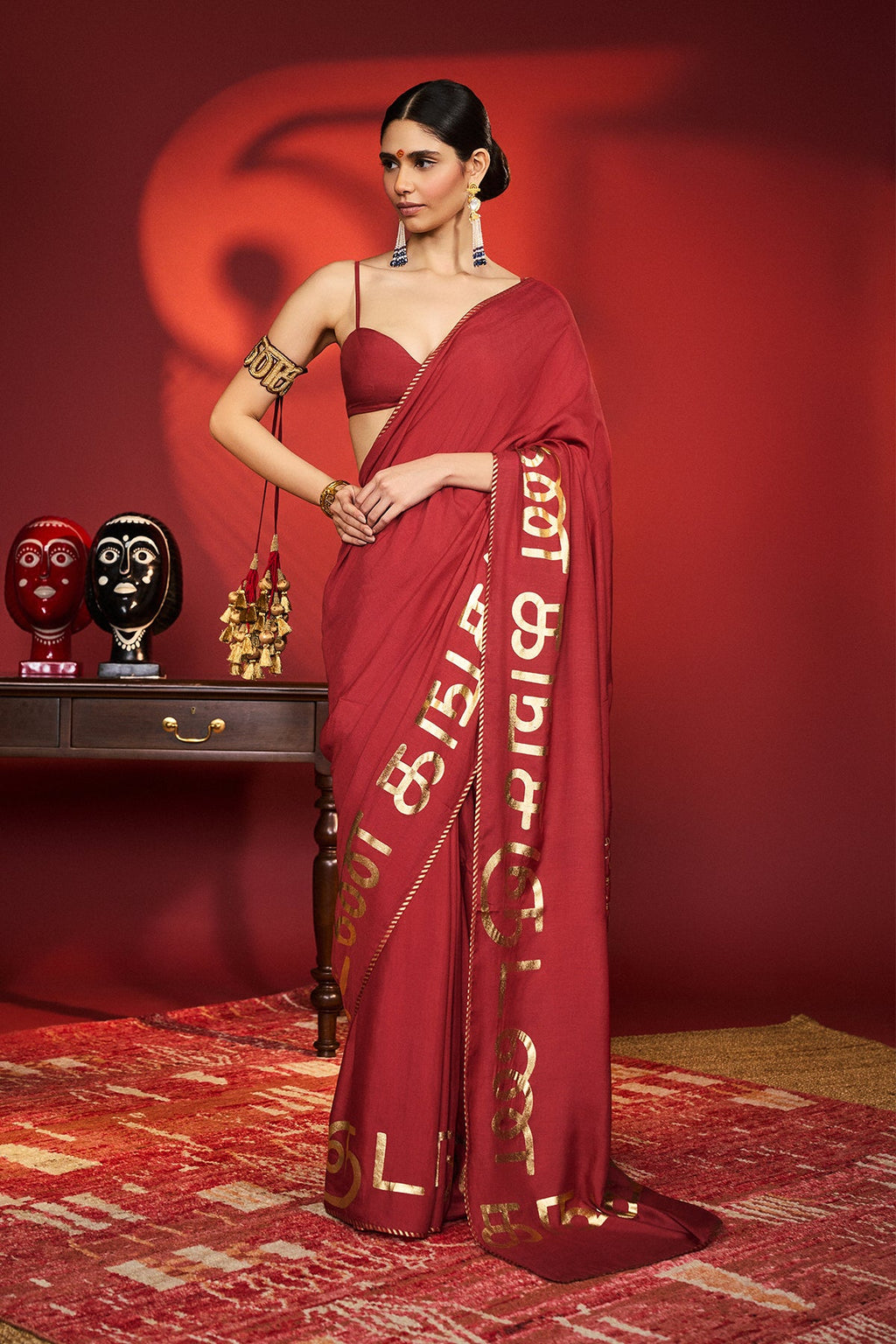 Red Madras Muse Saree