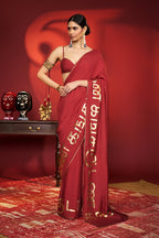 Red Madras Muse Saree