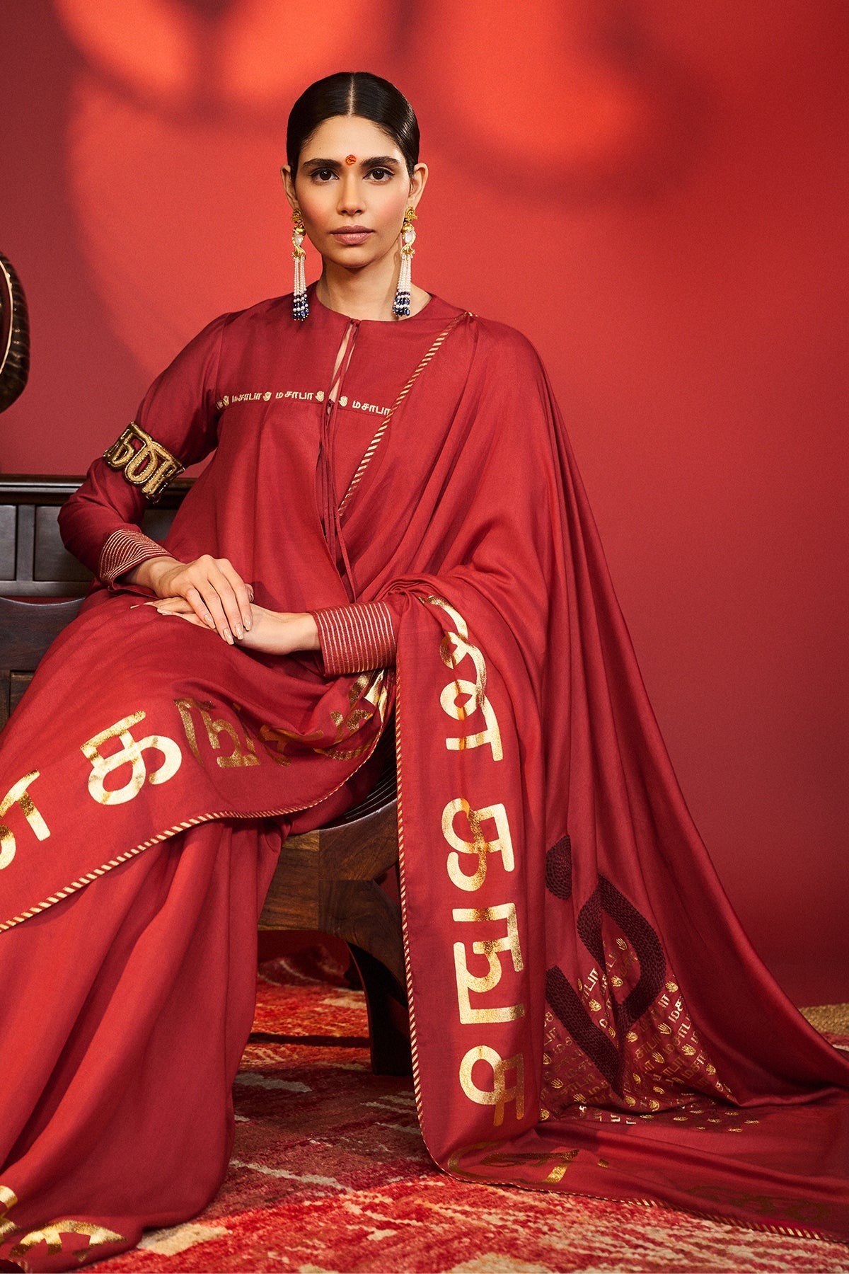 Red Madras Muse Saree