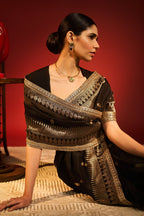 Black Haath Phool Saree