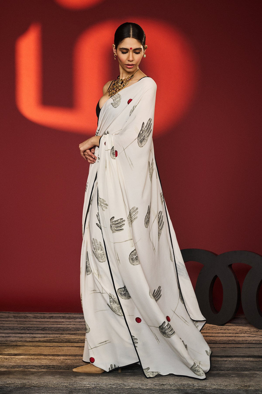 Ecru Palm Theory Saree