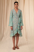 Red Sunshine Daisies Wrap Dress