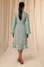 Red Sunshine Daisies Wrap Dress