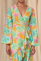 Aquamarine Bloomerang Wrap Dress