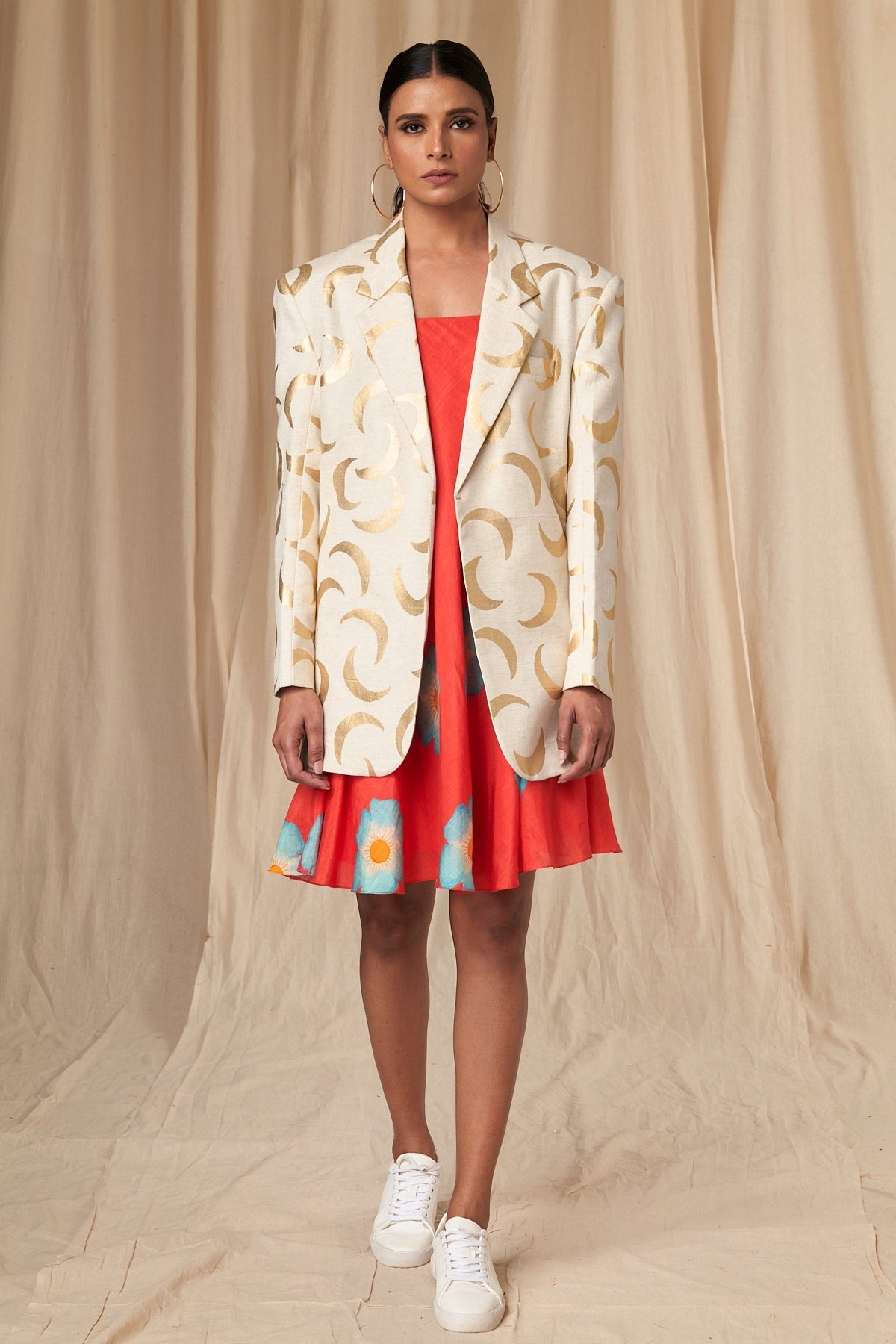 Ivory Gold Foil Mooncrest Blazer