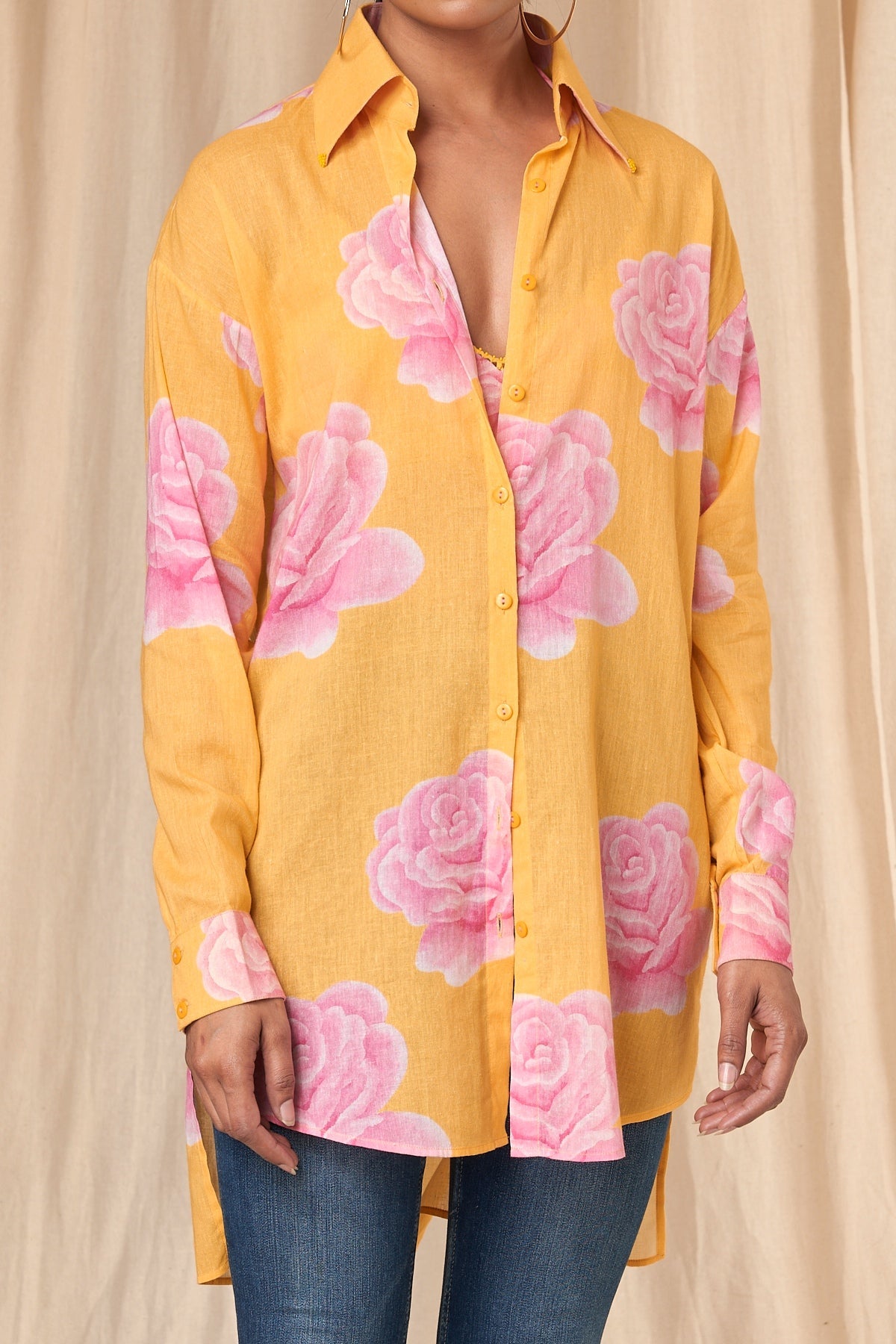 Sunshine Yellow Rosy Shirt