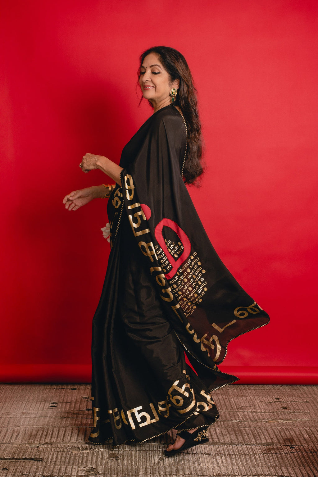 Black Madras Muse Saree