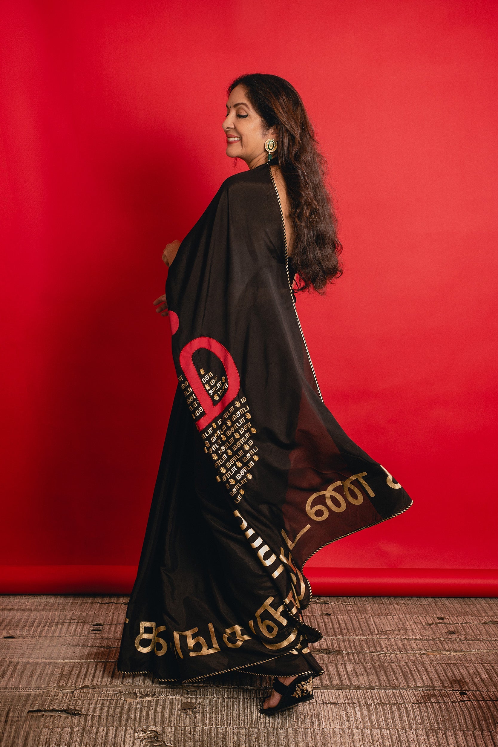 Black Madras Muse Saree
