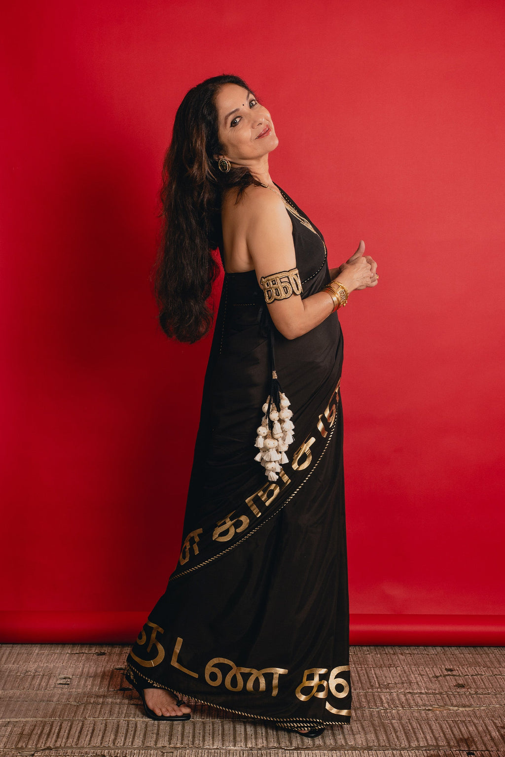 Black Madras Muse Saree