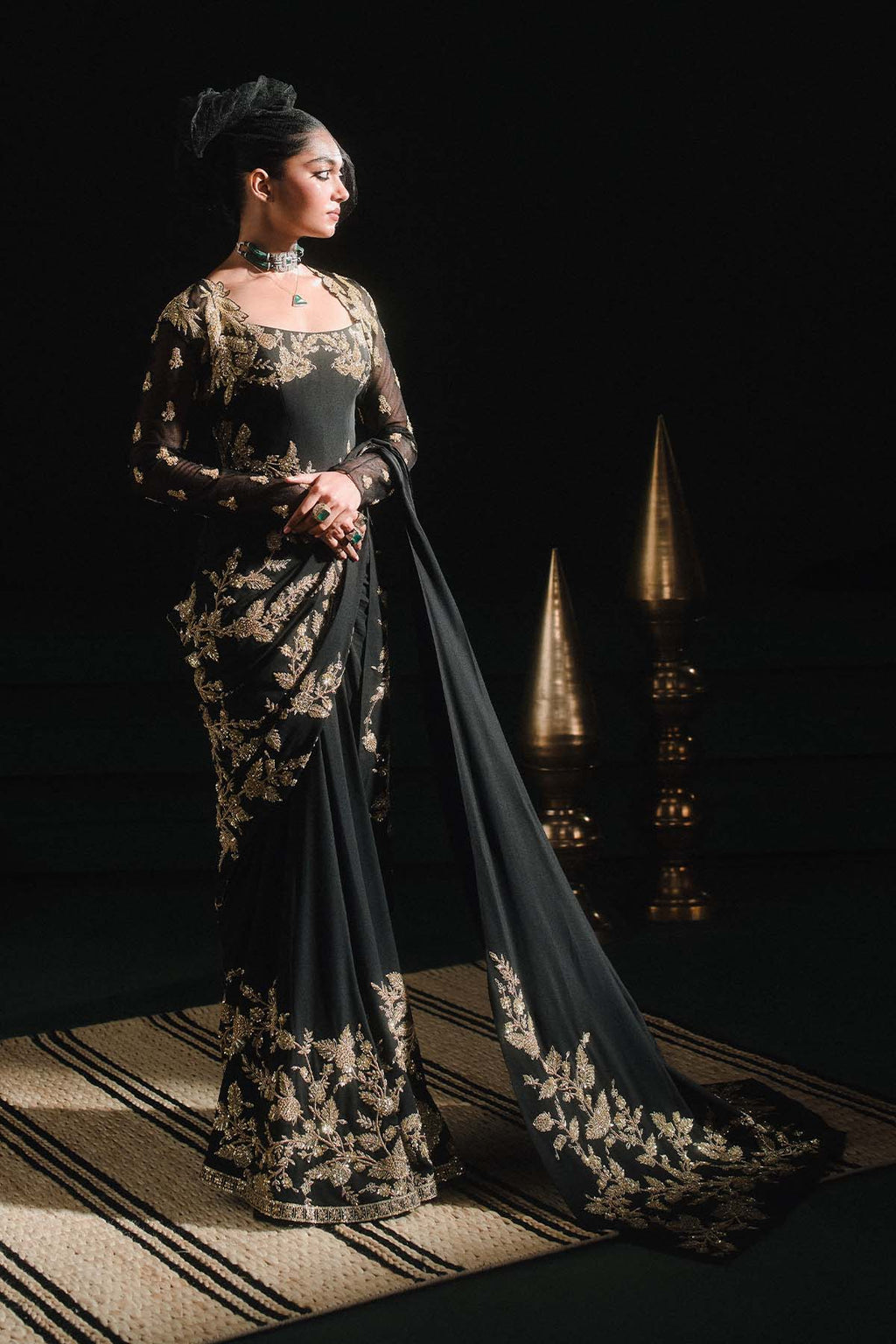 The Sunheri Bel Stitched Saree