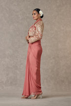 Salmon Son-Chidiya Cropped Blazer Set