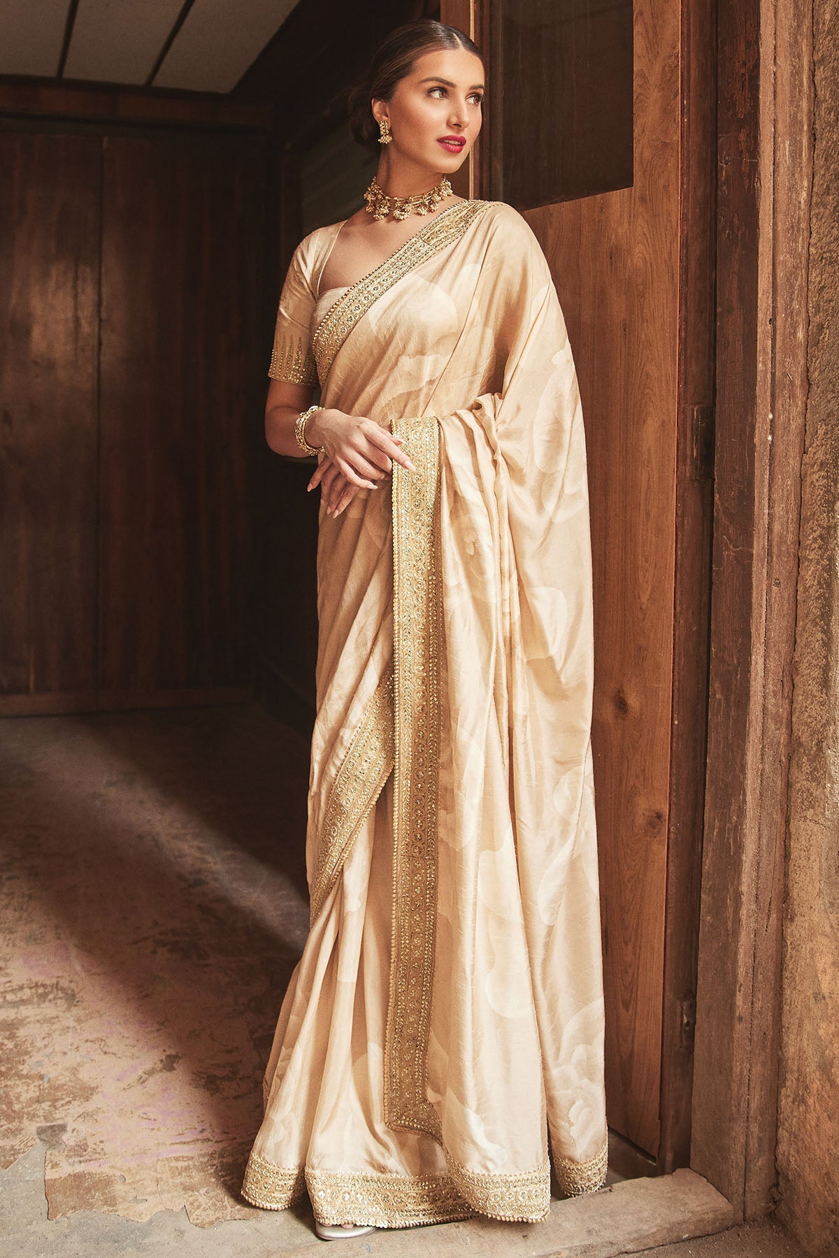 Beige Gulaab Saree