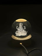 3D Crystal Ganesha Creative Engraved Crystal Ball Night Light Ganesh Ganesha