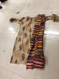 Beige Floral Printed Pure Cotton Kurti Palazzo Set