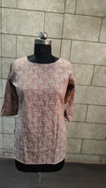 Brown Foil Printed Rayon Top