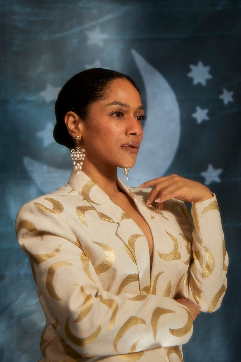 Ivory Gold Foil Mooncrest Blazer