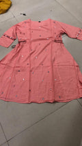 Peach Embroidered Cotton Blend Kurti