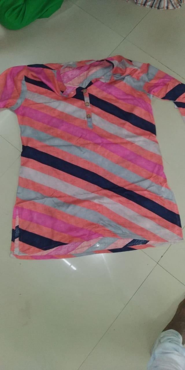 Pink Stripes Printed Rayon Top