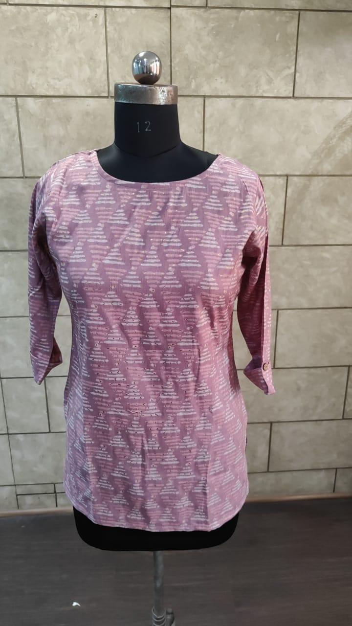 Purple Foil Printed Rayon Top